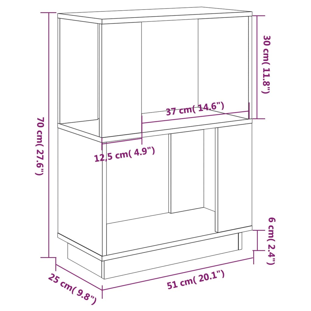 Book Cabinet/Room Divider 51x25x70 cm Solid Wood Pine