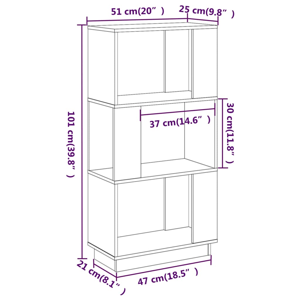 Book Cabinet/Room Divider 51x25x101 cm Solid Wood Pine