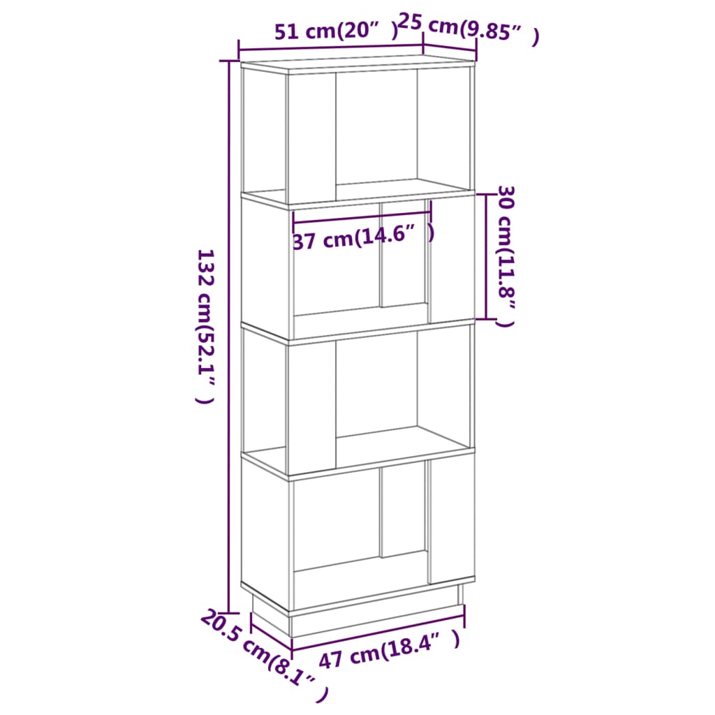 Book Cabinet/Room Divider 51x25x132 cm Solid Wood Pine