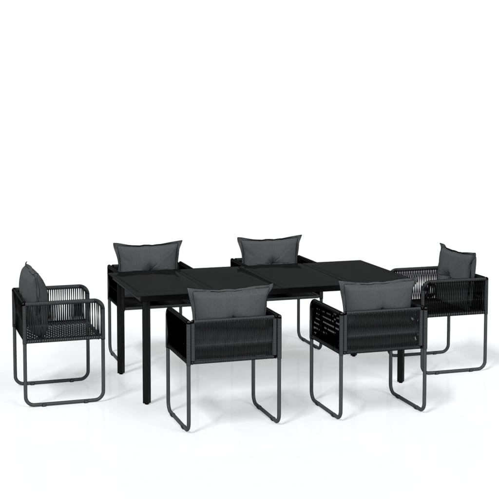 7 Piece Garden Dining Set Black