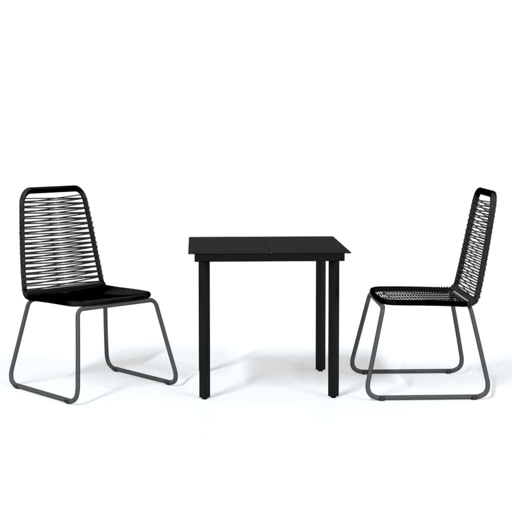 3 Piece Garden Dining Set Black