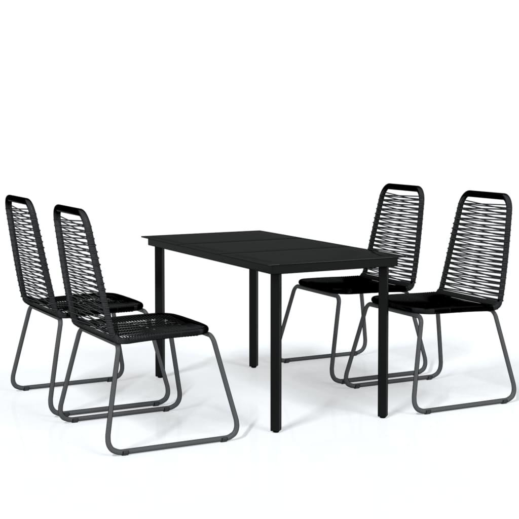 5 Piece Garden Dining Set Black