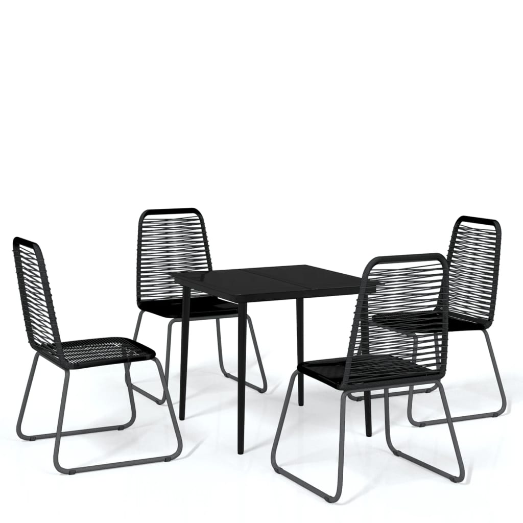 5 Piece Garden Dining Set Black