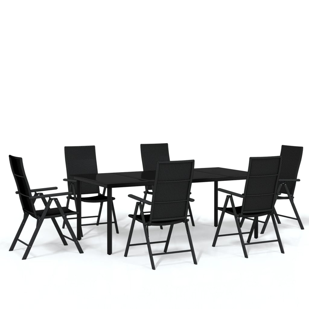 7 Piece Garden Dining Set Black