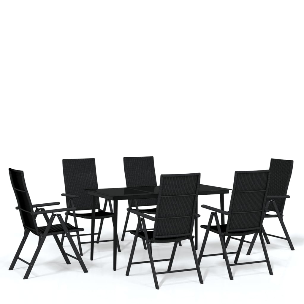 7 Piece Garden Dining Set Black