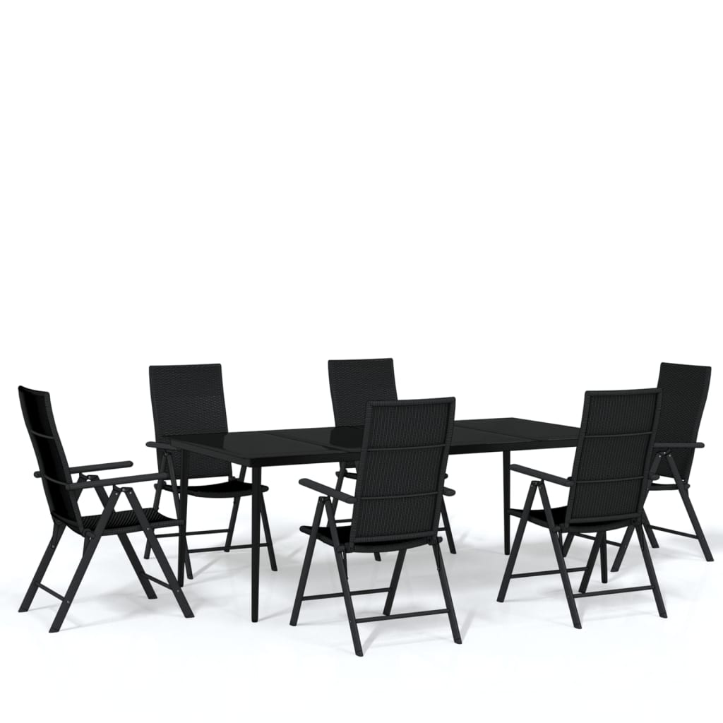 7 Piece Garden Dining Set Black