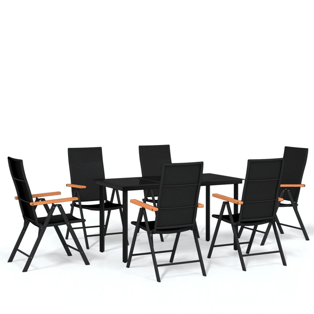 7 Piece Garden Dining Set Black