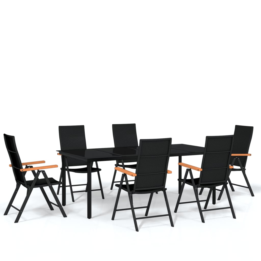 7 Piece Garden Dining Set Black