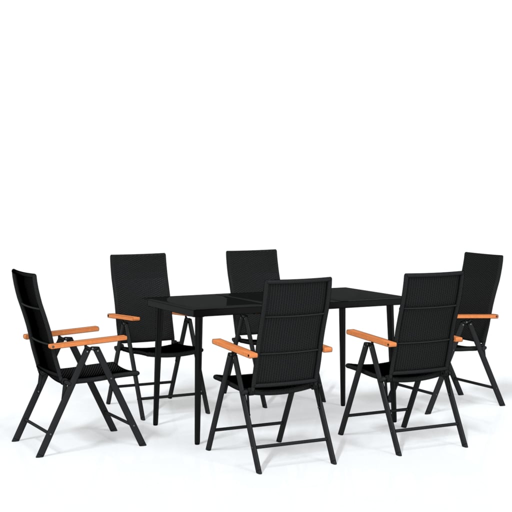 7 Piece Garden Dining Set Black