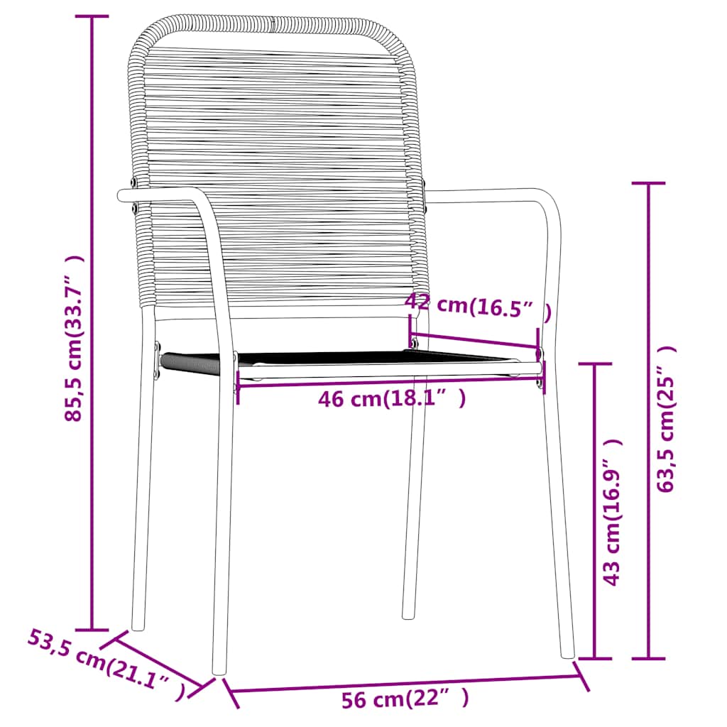 5 Piece Garden Dining Set Black