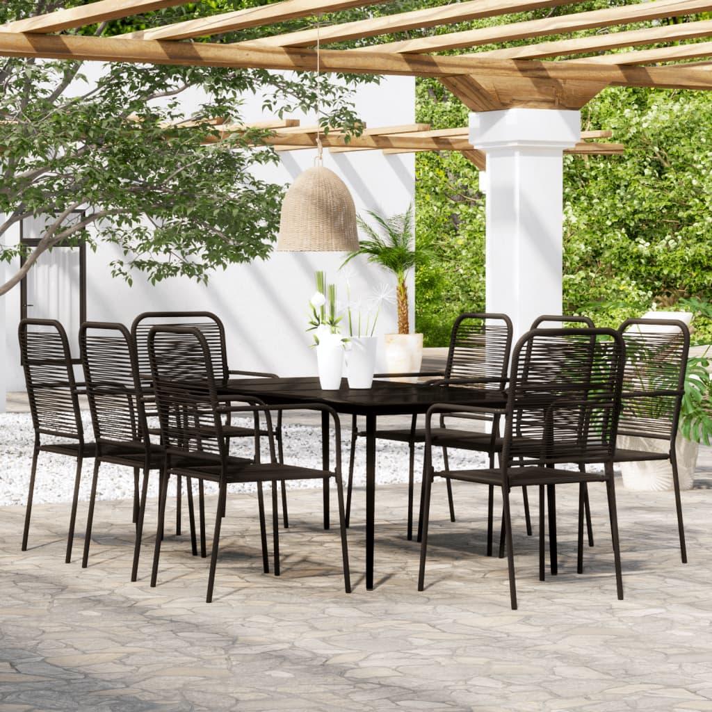 9 Piece Garden Dining Set Black