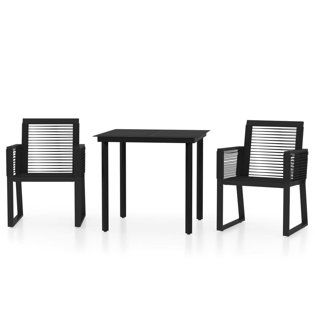 3 Piece Garden Dining Set Black