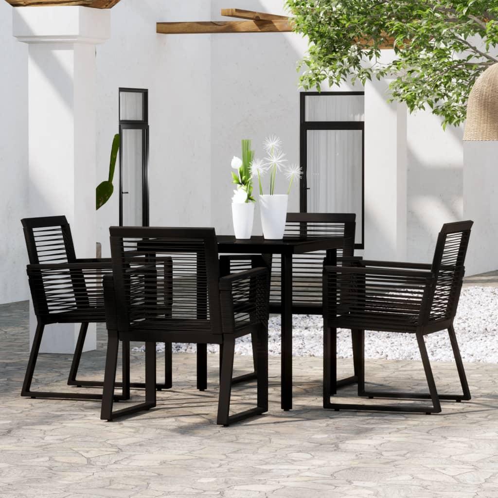 5 Piece Garden Dining Set Black