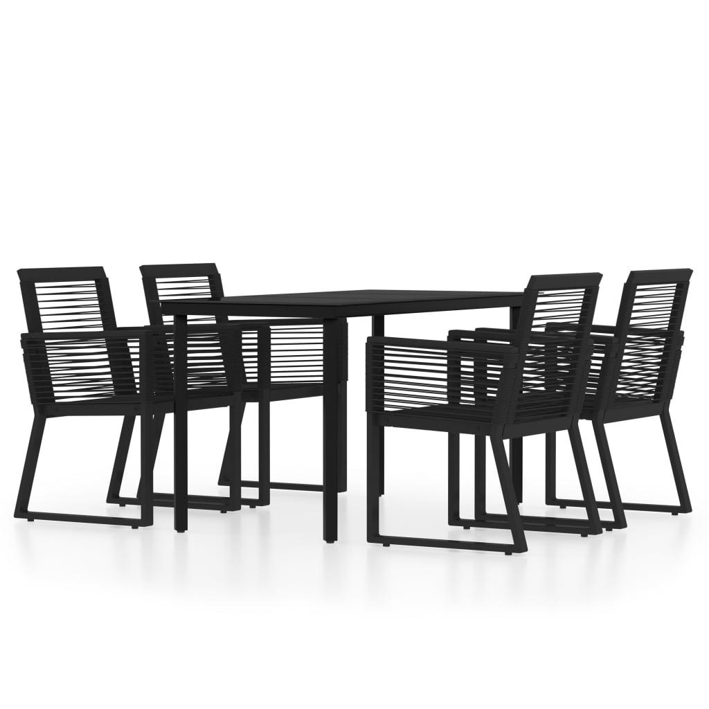 5 Piece Garden Dining Set Black