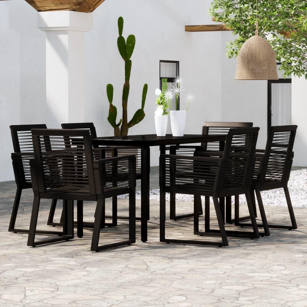 7 Piece Garden Dining Set Black