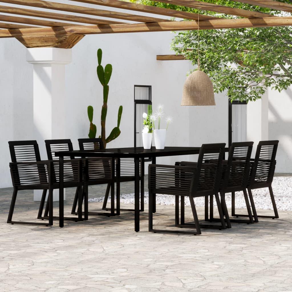 7 Piece Garden Dining Set Black