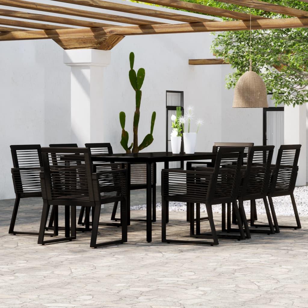 9 Piece Garden Dining Set Black