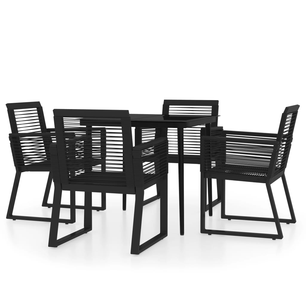 5 Piece Garden Dining Set Black