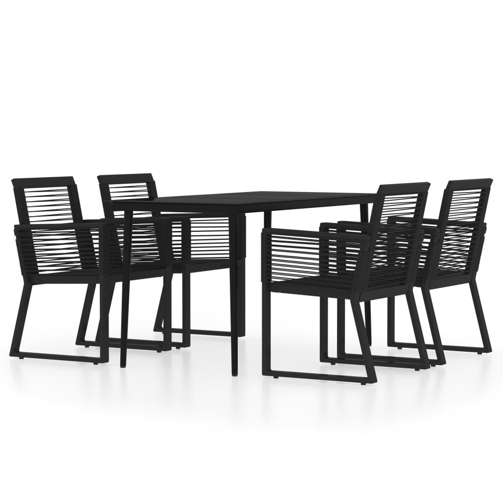 5 Piece Garden Dining Set Black