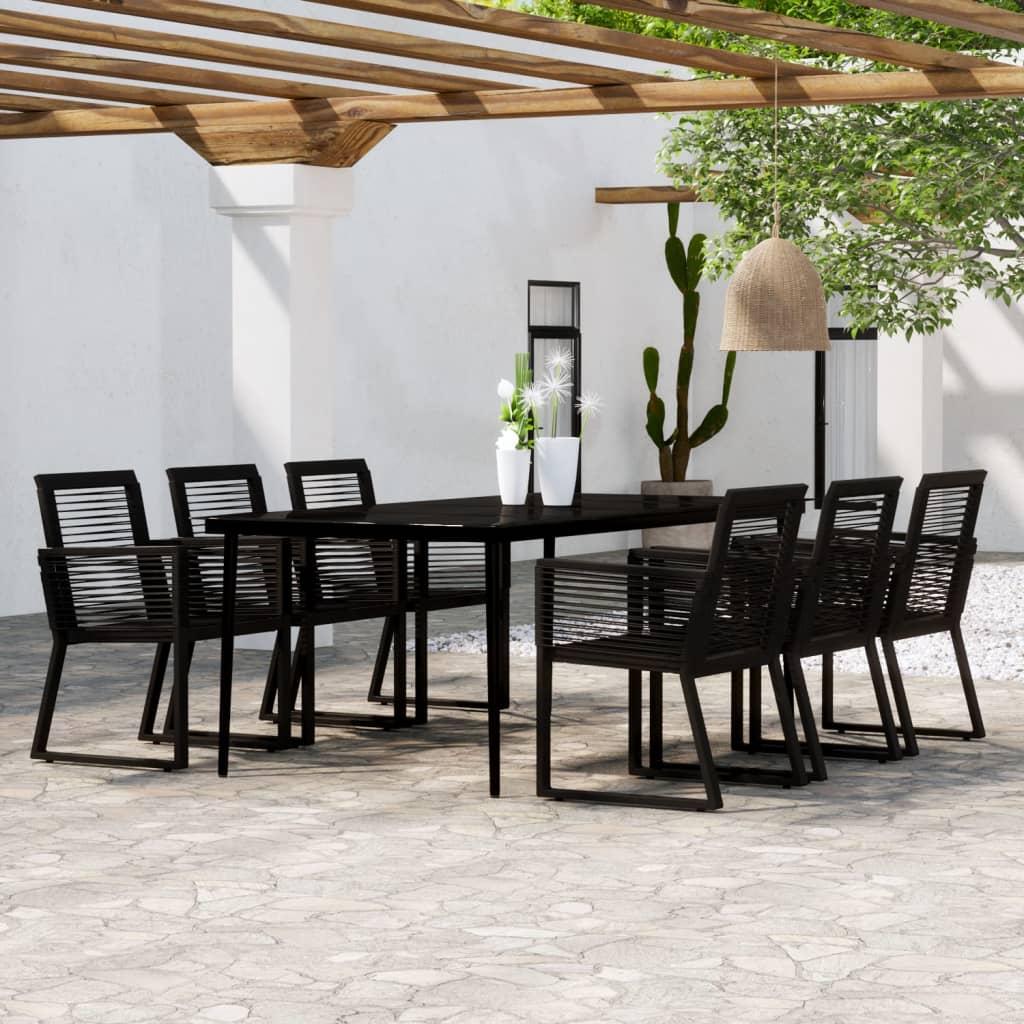 7 Piece Garden Dining Set Black