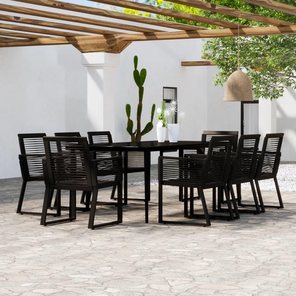 9 Piece Garden Dining Set Black