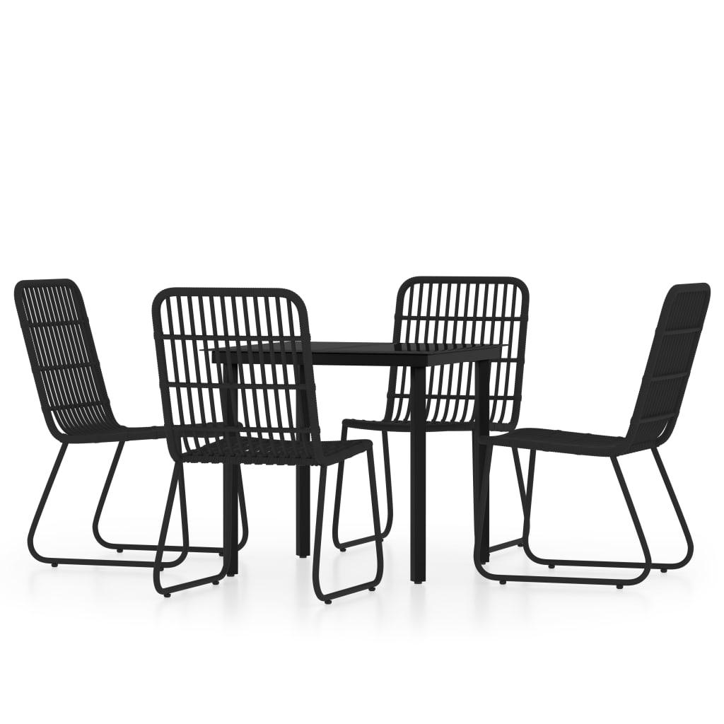 5 Piece Garden Dining Set Black