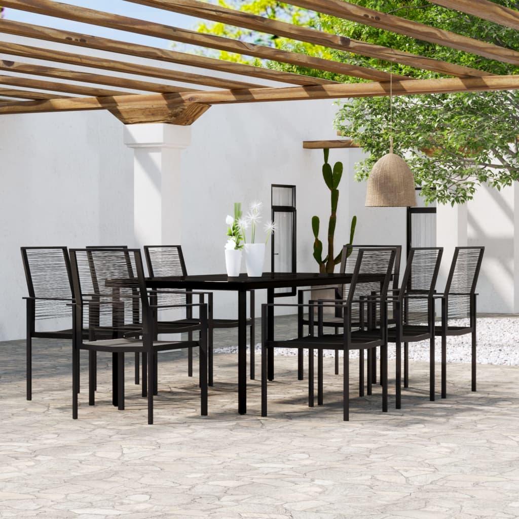 9 Piece Garden Dining Set Black