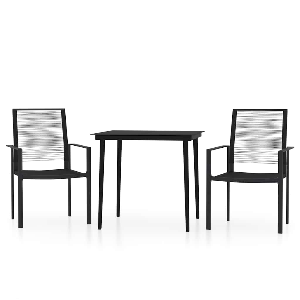 3 Piece Garden Dining Set Black