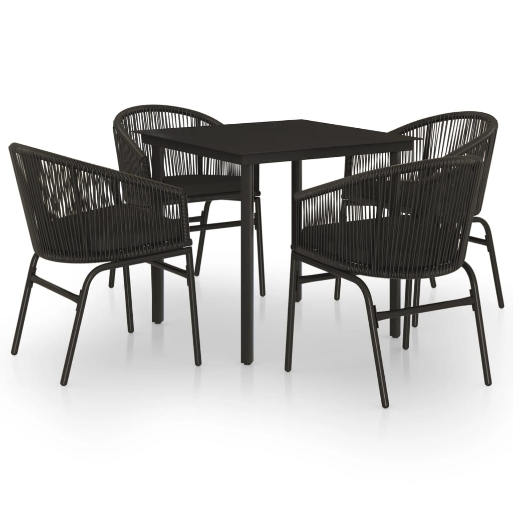 5 Piece Garden Dining Set Black