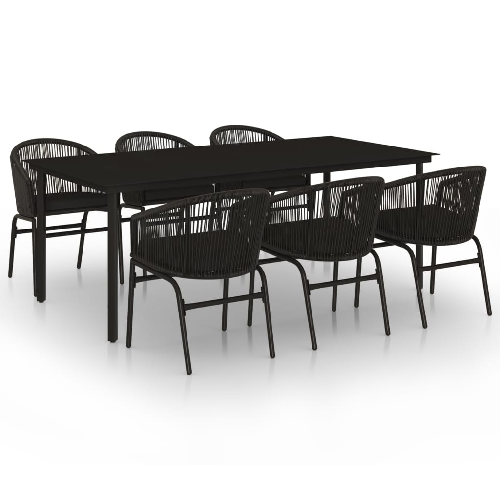 7 Piece Garden Dining Set Black