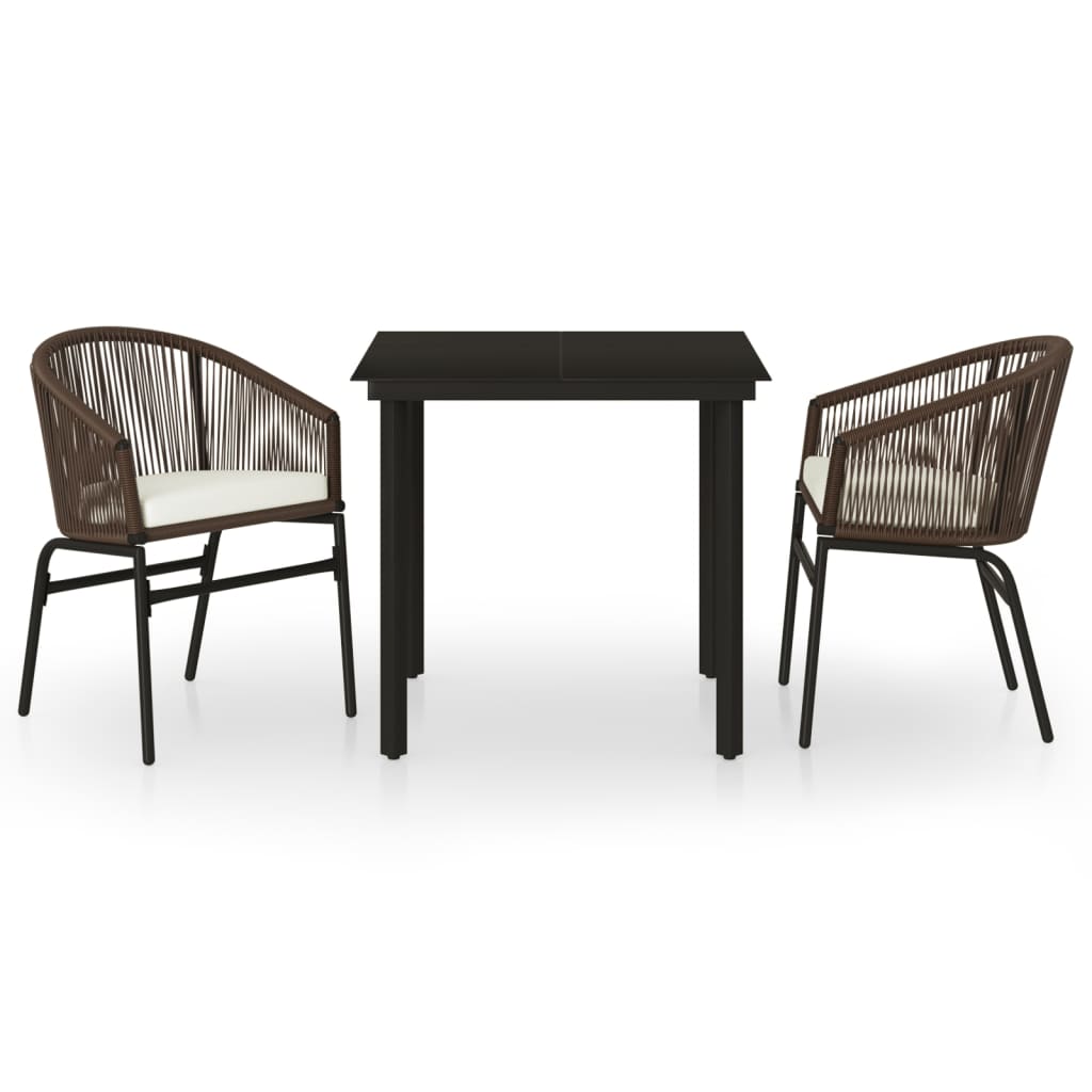 3 Piece Garden Dining Set Brown