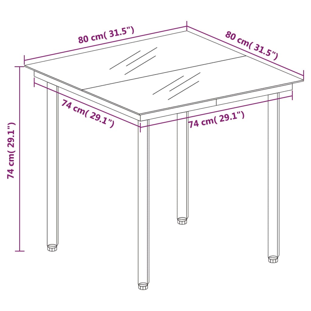 3 Piece Garden Dining Set Brown