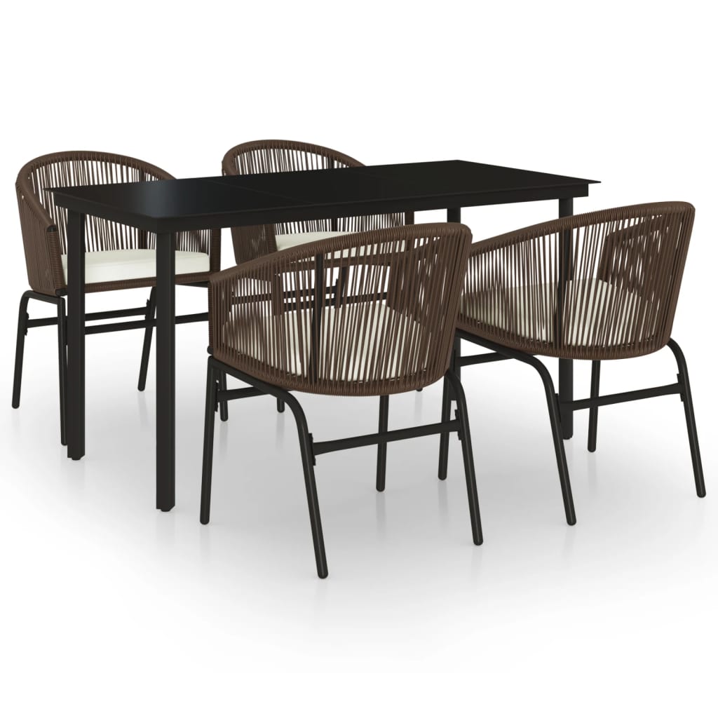 5 Piece Garden Dining Set Brown