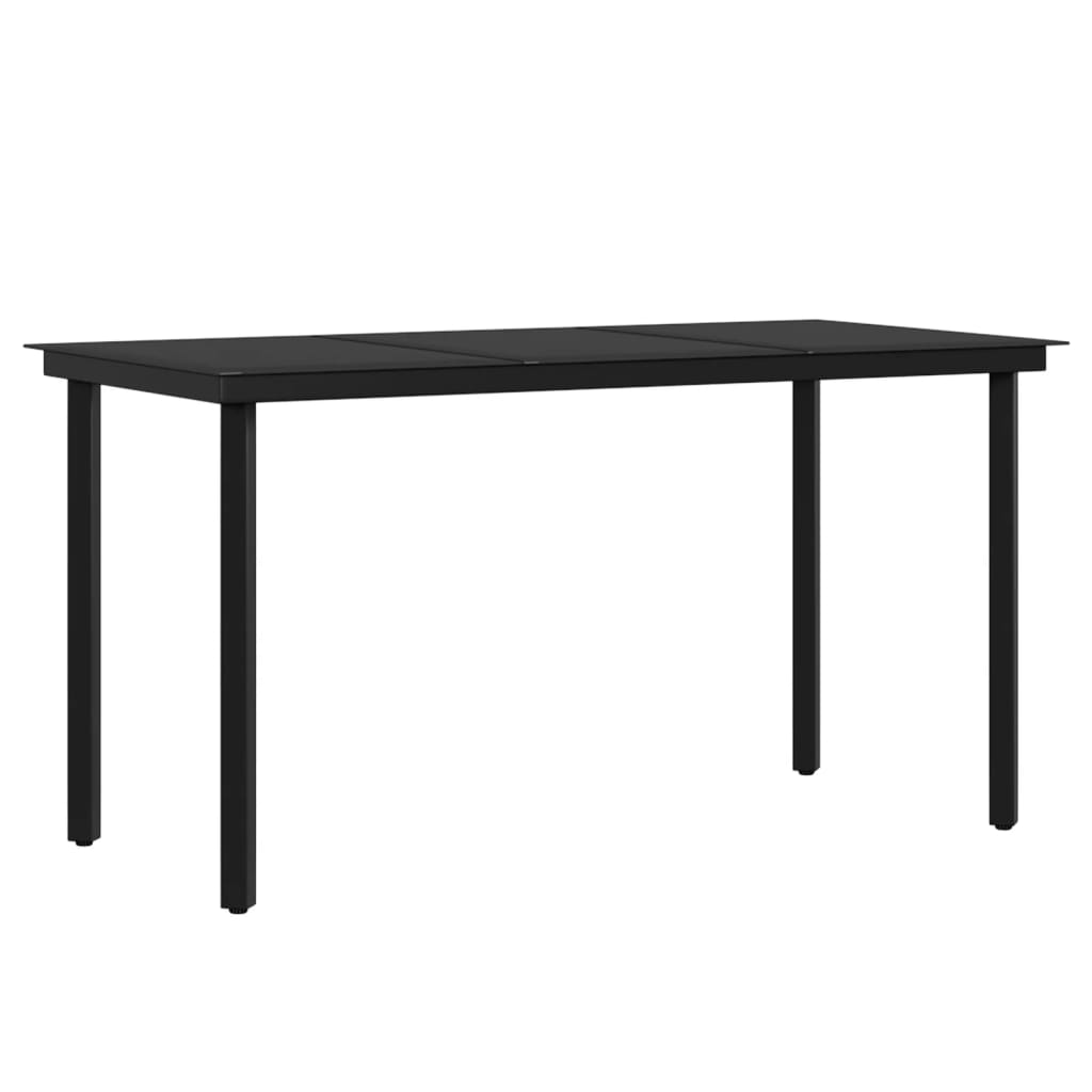 7 Piece Garden Dining Set with Cushions Black