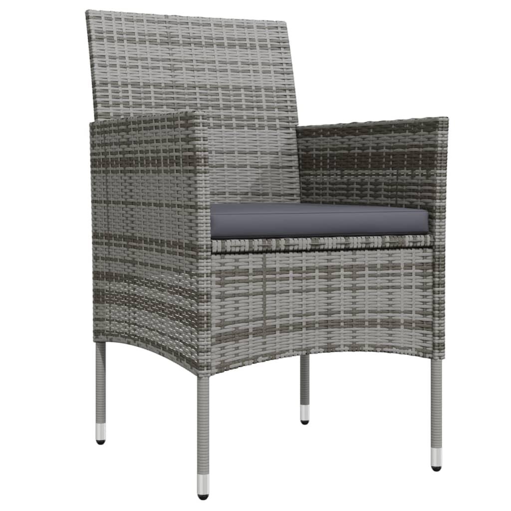 3 Piece Garden Dining Set with Cushions Grey and Black