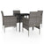 5 Piece Garden Dining Set with Cushions Grey and Black