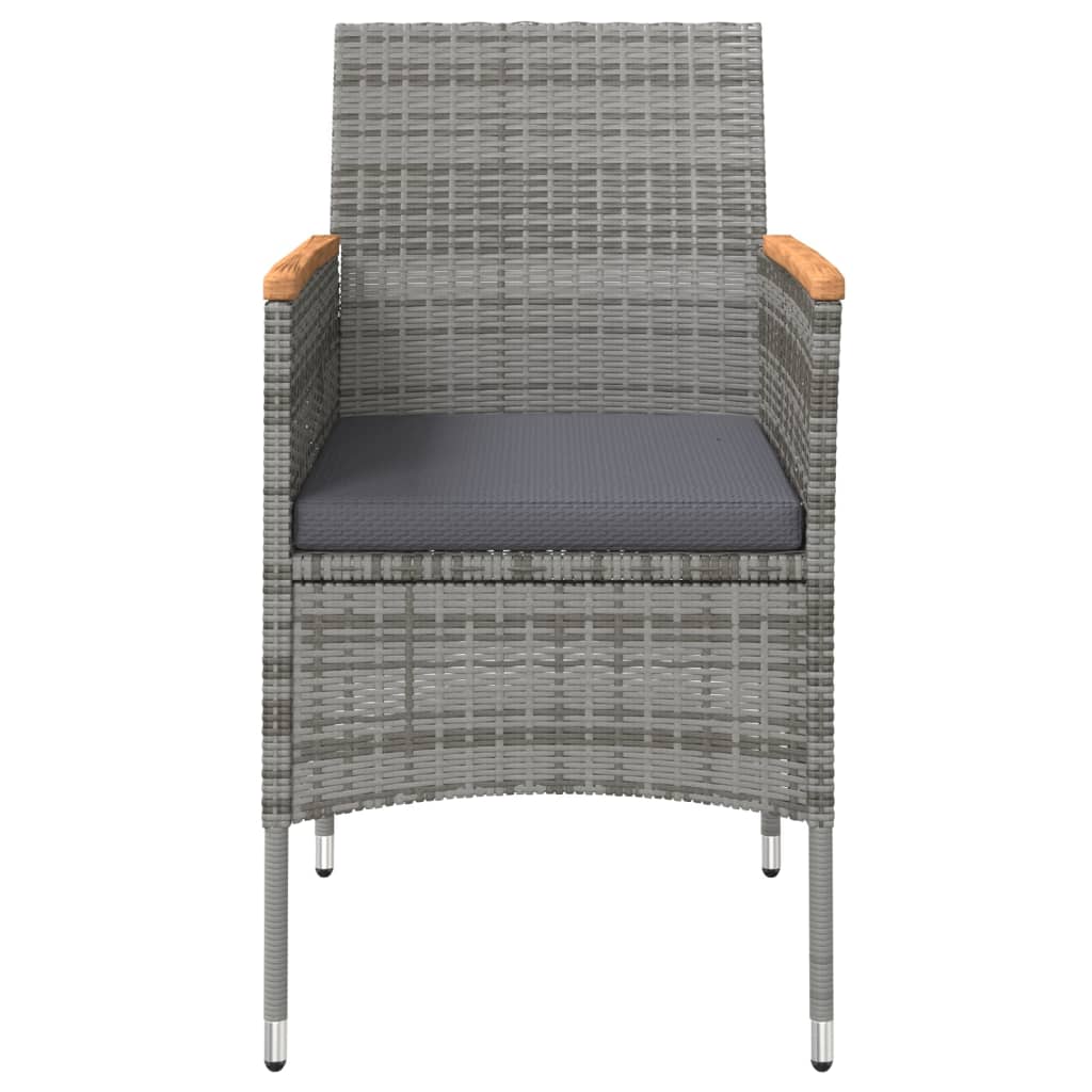 3 Piece Outdoor Dining Set with Cushions Grey and Black