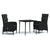 3 Piece Garden Dining Set with Cushions Black