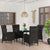 5 Piece Garden Dining Set with Cushions Black