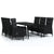 7 Piece Garden Dining Set with Cushions Black