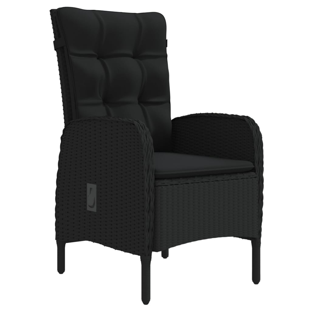 9 Piece Garden Dining Set with Cushions Black