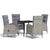5 Piece Outdoor Dining Set with Cushions Grey and Black