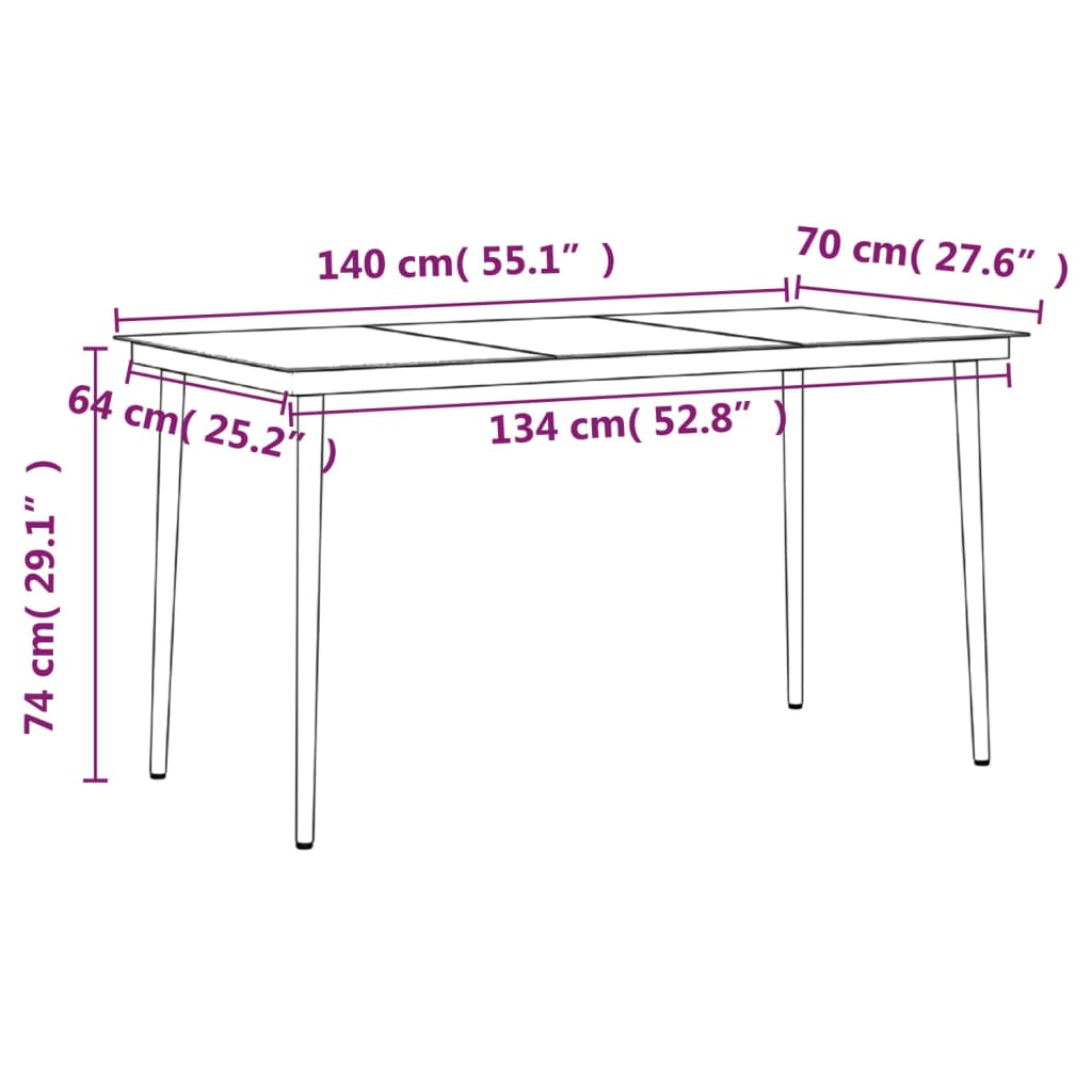 7 Piece Outdoor Dining Set with Cushions Grey and Black