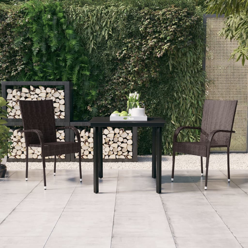 3 Piece Garden Dining Set Brown and Black