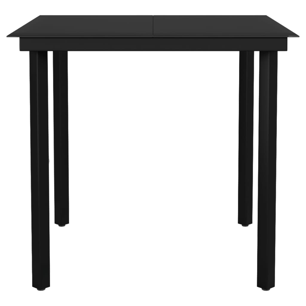 5 Piece Garden Dining Set with Cushions Black
