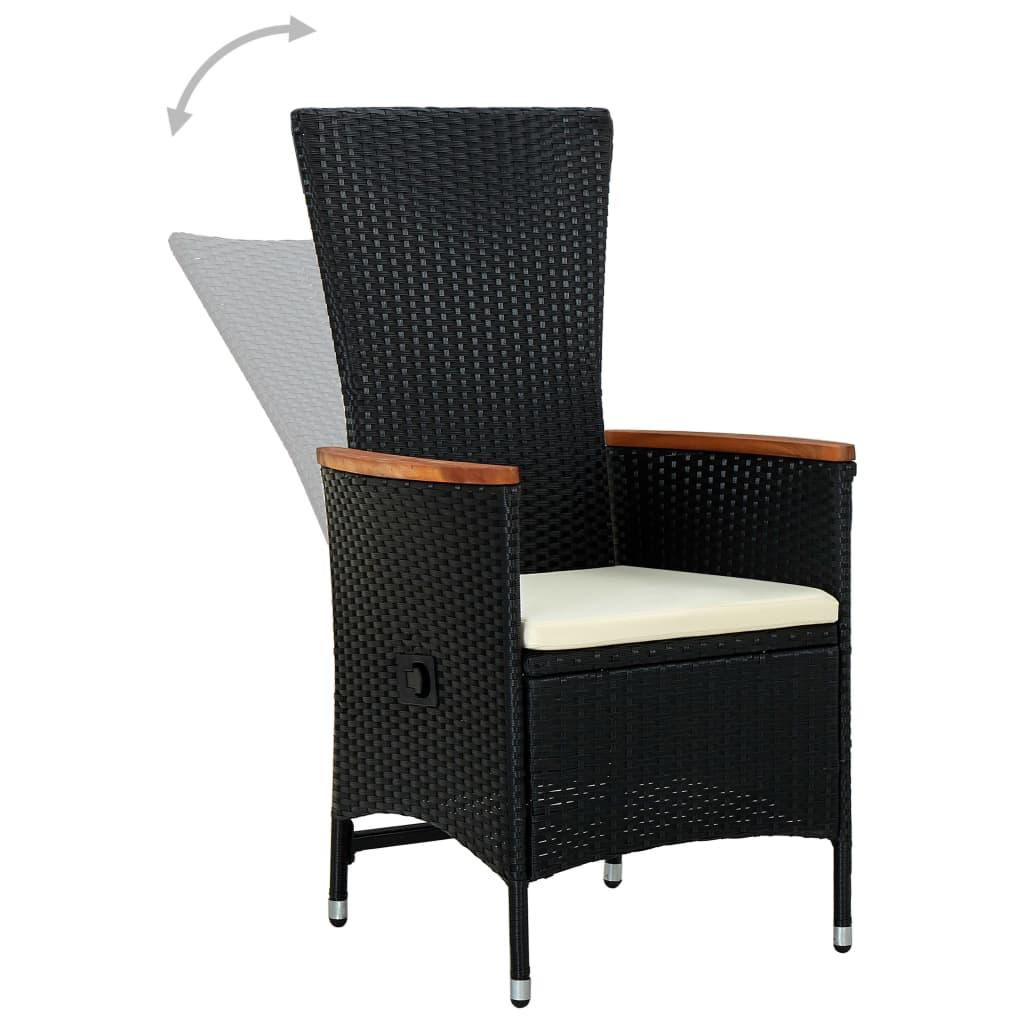 9 Piece Garden Dining Set with Cushions Black