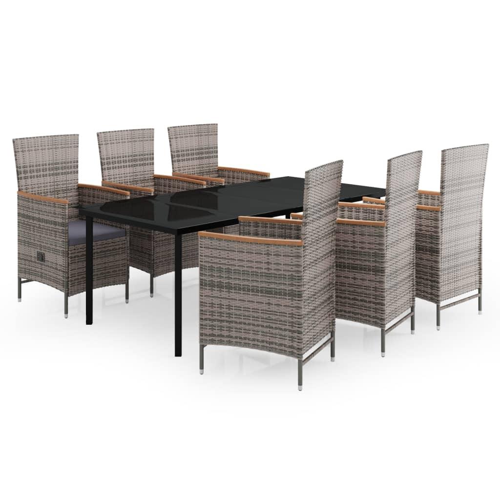 7 Piece Garden Dining Set with Cushions Grey
