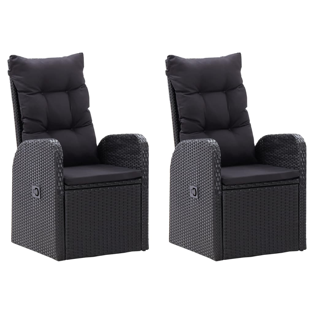 3 Piece Garden Dining Set with Cushions Black