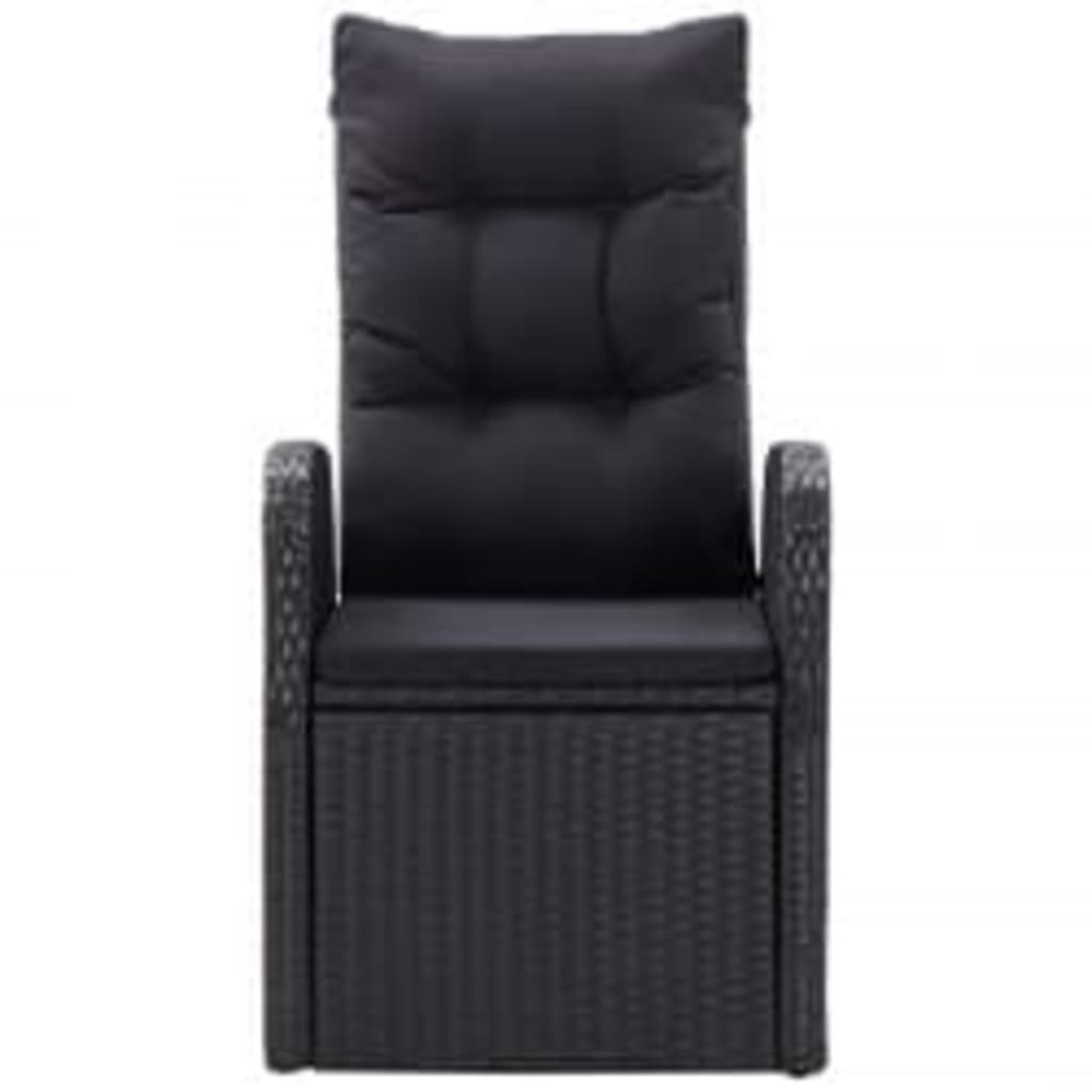 3 Piece Garden Dining Set with Cushions Black