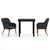 3 Piece Garden Dining Set with Cushions Black